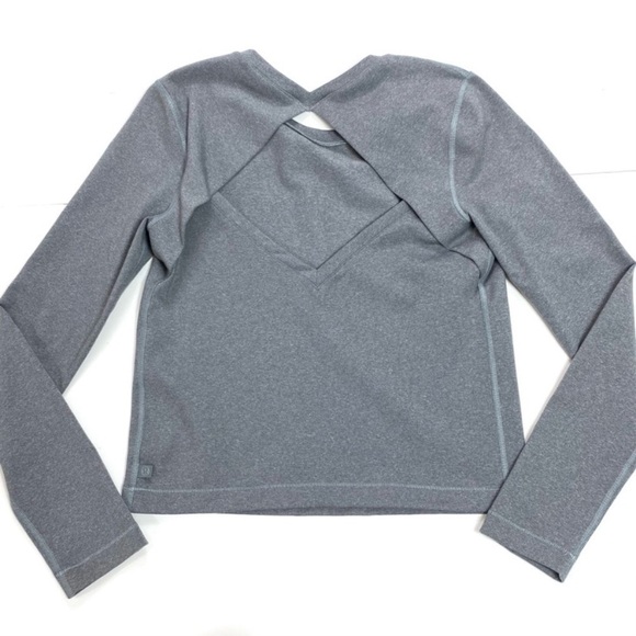 LULULEMON Back Up Diamond Cut Out Back Long Sleeve in Heathered Slate Gray - Picture 4 of 10